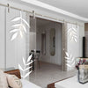 Double Glass Sliding Door - Solaris Tubular Stainless Steel Sliding Track & Leaf Print 8mm Clear Glass - Obscure Printed Design
