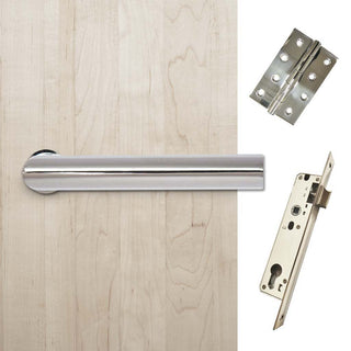 Image: Shelton Door Lever Handle Pack - 3 Square Hinges - Polished Stainless Steel