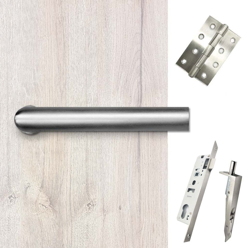 Shelton Double Door Lever Handle Pack - 8 Square Hinges - Satin Stainless Steel