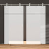 Double Glass Sliding Door - Solaris Tubular Stainless Steel Sliding Track & Linton 8mm Obscure Glass - Clear Printed Design