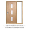 Copenhagen Oak Front Door and Frame Set - Frosted Double Glazing - One Unglazed Side Screen