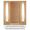 Norfolk Flush Exterior Oak Front Door and Frame Set - Frosted Double Glazing - Two Side Screens