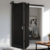 Sliding Top Mounted Black Folding Track & Double Door - Melrose Panel Black Internal Door - Prefinished