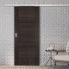 Top Mounted Stainless Steel Sliding Track & Montreal Prefinished Dark Grey Ash Door