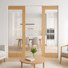 Pattern 10 Style Oak Double Absolute Evokit Pocket Door - Clear Glass - Unfinished