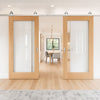 Top Mounted Stainless Steel Sliding Track & Double Door - Pattern 10 Style Oak Internal Door - Clear Glass