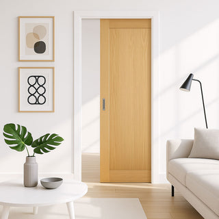 Image: Pattern 10 Style Panel Oak Single Evokit Pocket Door - Unfinished