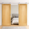 Top Mounted Stainless Steel Sliding Track & Double Door - Pattern 10 Style Oak Panel Internal Door - Unfinished