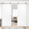 Top Mounted Stainless Steel Sliding Track & Double Door - Pattern 10 Style Panel Internal Door - White Primed