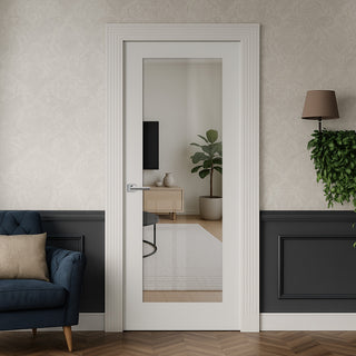 Image: Pattern 10 Style Internal Door - Clear Glass - White Primed