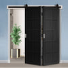 Sliding Top Mounted Black Folding Track & Double Door - Industrial Plaza Black Internal Door - Prefinished
