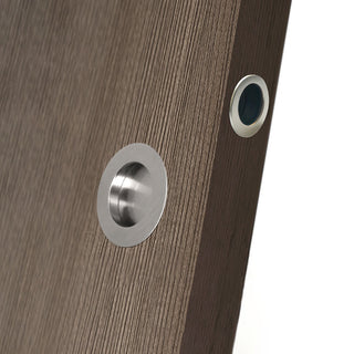 Image: Anniston 50mm Sliding Door Round Flush Pulls Pair and Single Finger Pull  - Satin Stainless Steel