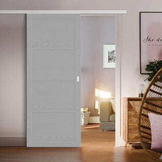 Image: Aluminum Concealed Premium Single Sliding Wall Track for Wooden Doors