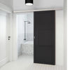 Premium Single Sliding Door & Wall Track - Tribeca 3 Panel Black Painted Door - Prefinished