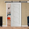 Top Mounted Black Sliding Track & Door - Shaker Quartz Internal Door - White Primed