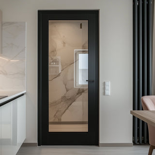 Image: UK Made to Measure - Redford 1L Interior Door - Clear Glass - Premium Primed - 7 Colour Options