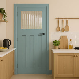 Image: UK Made to Measure - Wilton 1930'  Interior Door - Clear Reeded  Glass - Premium Primed - 7 Colour Options