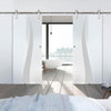 Double Glass Sliding Door - Solaris Tubular Stainless Steel Sliding Track & Roslin 8mm Obscure Glass - Obscure Printed Design