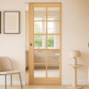 SA 10 Pane Oak Single Absolute Evokit Pocket Door - Clear Glass - Unfinished
