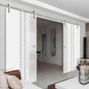 Double Glass Sliding Door - Solaris Tubular Stainless Steel Sliding Track & Seton 8mm Obscure Glass - Obscure Printed Design