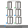 Room Divider - Soho 4 Pane Charcoal Clear Glass - Prefinished Door with Full Glass Side
