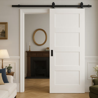 Image: Top Mounted Sliding Track & Door - Coventry White Primed Shaker Door