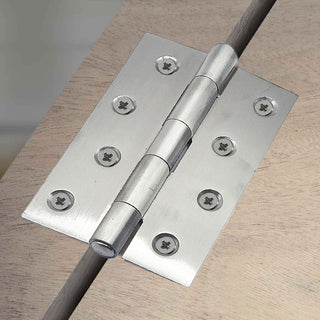 Image: 8x Ares Loft Style Satin Stainless Steel Hinges - 102x67mm