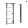 Cosmo Black Industrial Staffetta Twin Telescopic Pocket Doors - Clear Glass - Laminated - Prefinished