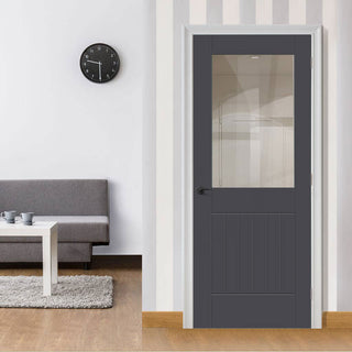 Image: Prefinished Suffolk Door - Clear Glass - Choose Your Colour