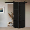 Sliding Top Mounted Black Folding Track & Double Door - Sutton Panel Black Internal Door - Prefinished