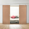 Top Mounted Stainless Steel Sliding Track & Double Door - Wexford Oak Panel Doors - Unfinished