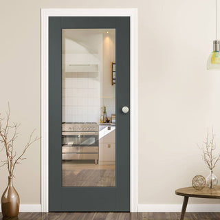 Image: Prefinished Bespoke Pattern 10 Fire Door - Clear Glass - Choose Your Colour