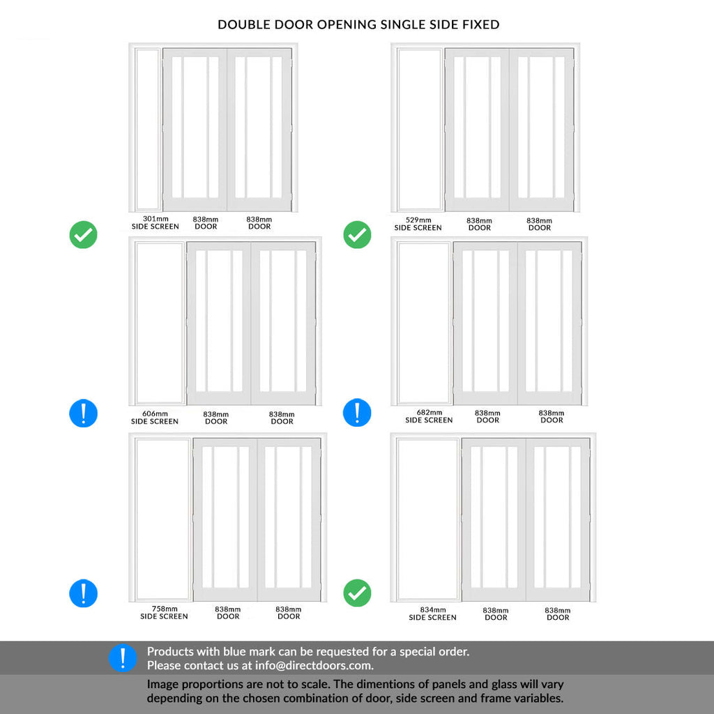 ThruEasi White Room Divider Worcester Clear Glass Primed Door Pair w