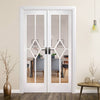 W4 Reims Room Divider Door & Frame Kit - Bevelled Clear Glass - White Primed - 2031x1246mm Wide