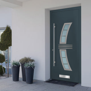 Image: External ThruSafe Aluminium Front Door - 1320 Stainless Steel - 7 Colour Options