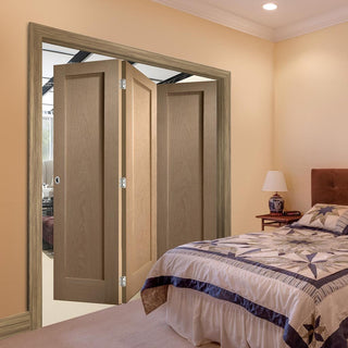 Image: Bespoke Thrufold Pattern 10 Oak 1 Panel Folding 3+0 Door - Prefinished