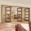 Six Folding Doors & Frame Kit - Coventry Shaker Oak 3+3 - Clear Glass - Unfinished