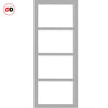 Handmade Eco-Urban Brooklyn 4 Pane Solid Wood Internal Door UK Made DD6308SG - Frosted Glass - Eco-Urban® Mist Grey Premium Primed