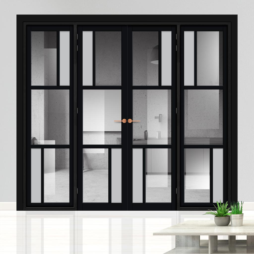 Urban Ultimate® Room Divider Arran 5 Pane Door Pair DD6432CF Clear Glass(2 FROSTED PANES) with Matching Sides - Colour & Size Options