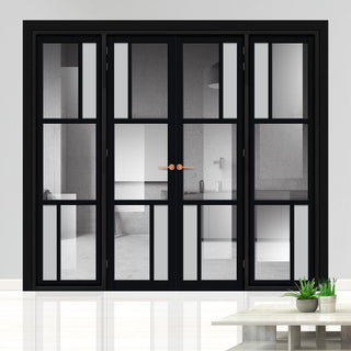 Image: Urban Ultimate® Room Divider Arran 5 Pane Door Pair DD6432CF Clear Glass(2 FROSTED PANES) with Matching Sides - Colour & Size Options