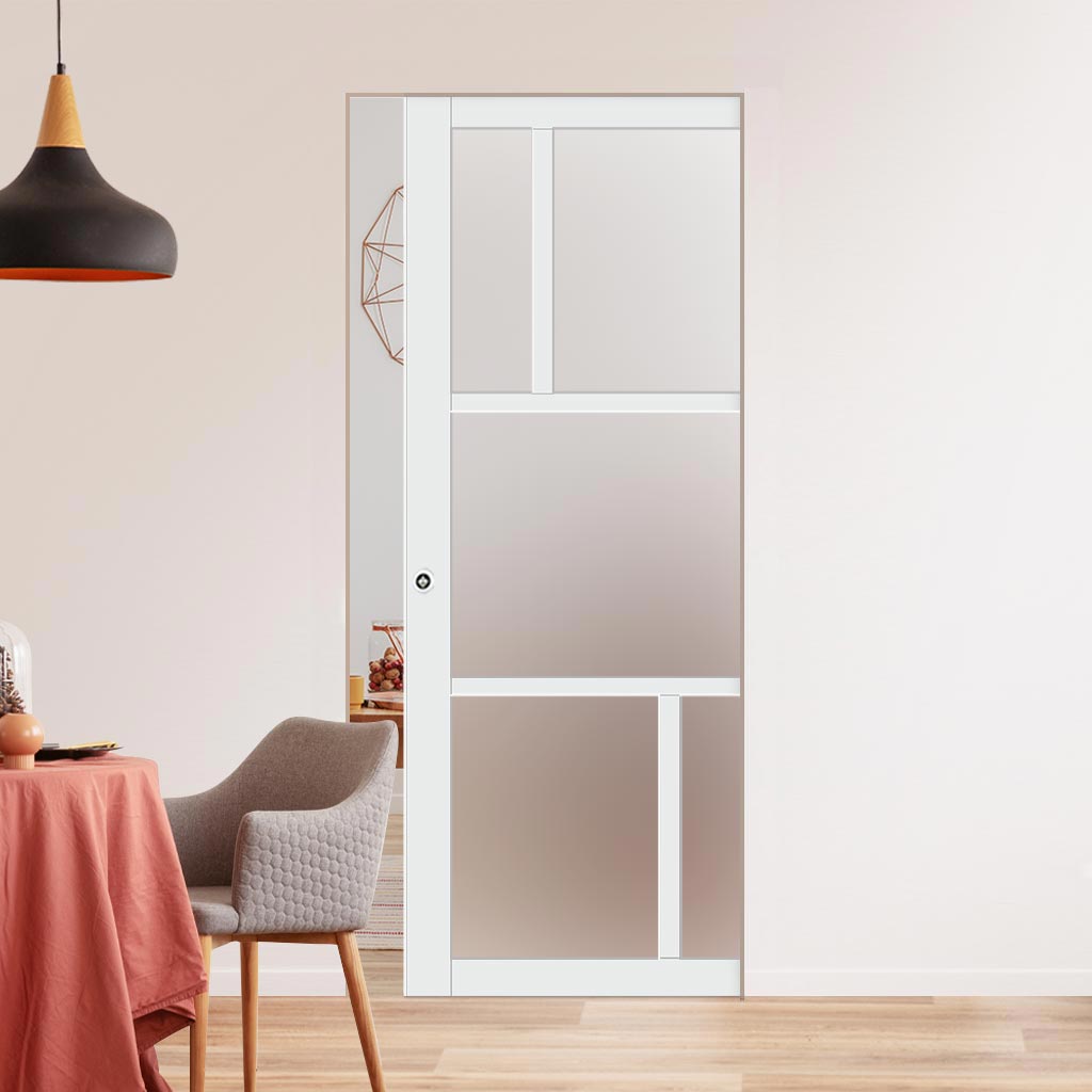 Handmade Eco-Urban® Arran 5 Pane Single Absolute Evokit Pocket Door DD6432SG Frosted Glass - Colour & Size Options