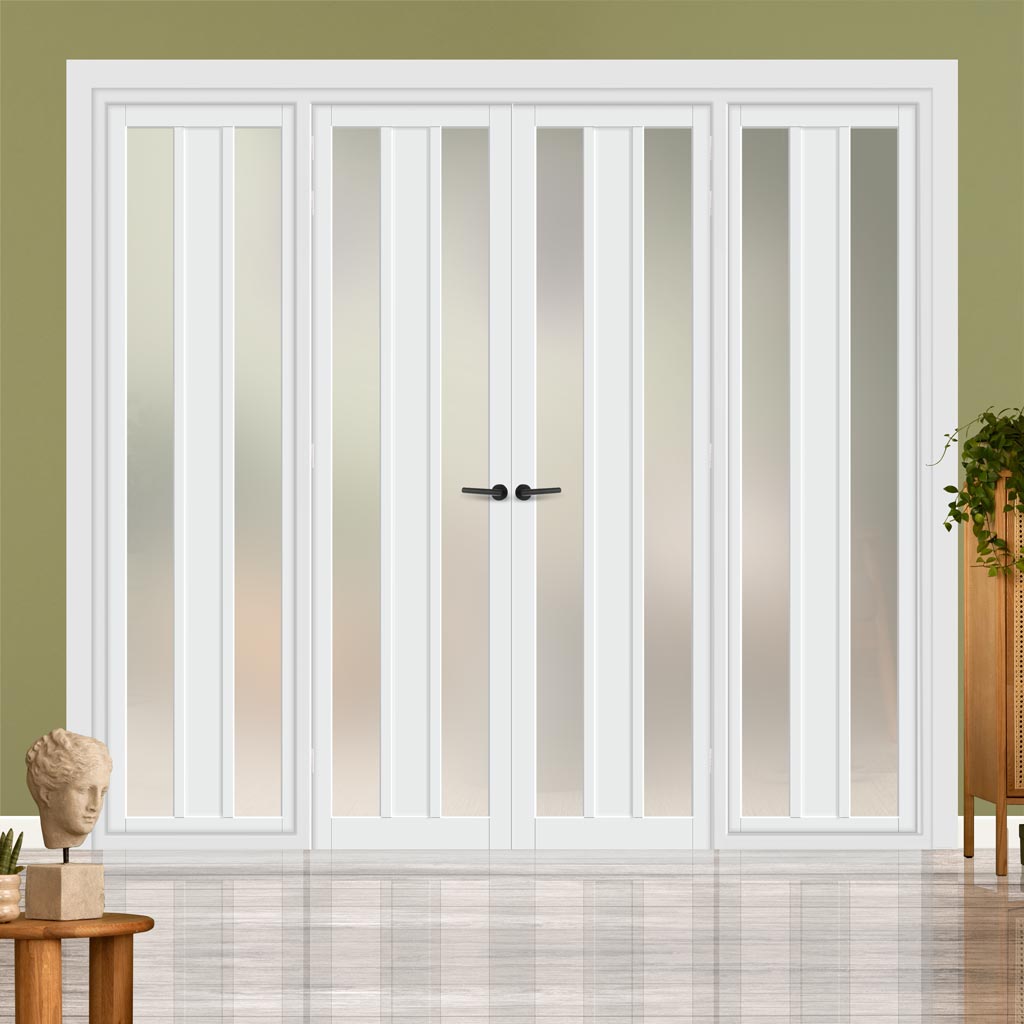 Urban Ultimate® Room Divider Avenue 2 Pane 1 Panel Door Pair DD6410F - Frosted Glass with Matching Sides - Colour & Size Options