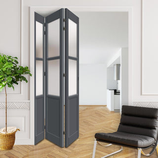 Image: Three Folding Door & Frame Kit - Eco-Urban® Berkley 2 Pane 1 Panel DD6206F 3+0 - Frosted Glass - Colour & Size Options