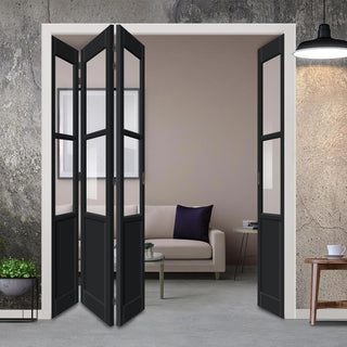Image: Four Folding Door & Frame Kit - Eco-Urban® Berkley 2 Pane 1 Panel DD6206C 3+1 - Clear Glass - Colour & Size Options