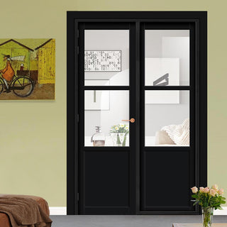 Image: Urban Ultimate® Room Divider Berkley 2 Pane 1 Panel Door DD6309C with Matching Side - Clear Glass - Colour & Height Options