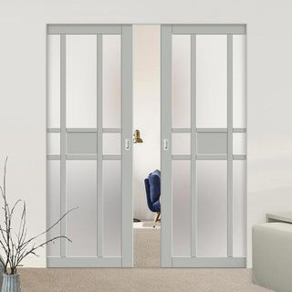 Image: Bespoke Handmade Eco-Urban® Tromso 8 Pane 1 Panel Double Absolute Evokit Pocket Door DD6402SG Frosted Glass - Colour Options