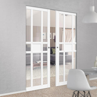 Image: Bespoke Handmade Eco-Urban® Tromso 8 Pane 1 Panel Double Absolute Evokit Pocket Door DD6402G Clear Glass - Colour Options