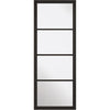 ThruEasi Room Divider - Soho 4 Pane Black Primed Clear Glass Unfinished Industrial Double Doors with Narrow Single Side