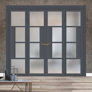 Image: Urban Ultimate® Room Divider Boston 4 Pane Door Pair DD6311F - Frosted Glass with Matching Sides - Colour & Size Options