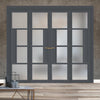 Urban Ultimate® Room Divider Boston 4 Pane Door Pair DD6311F - Frosted Glass with Matching Sides - Colour & Size Options